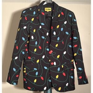 Tipsy Elves Blazer Mens 46" Black Christmas Lights Ugly Christmas Suit Jacket 42